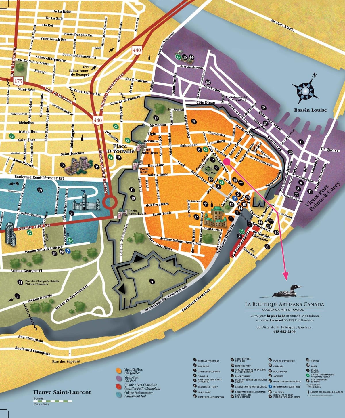 old Quebec City sevärdheter karta