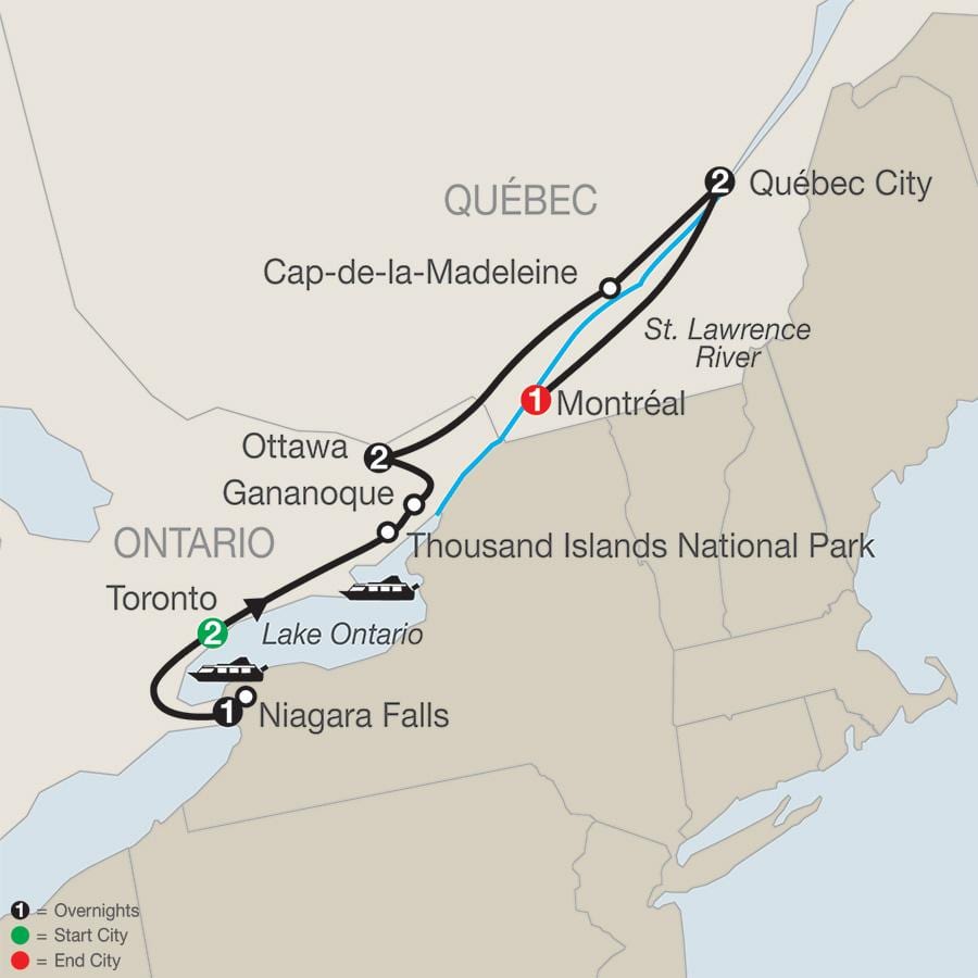 Karta över Quebec i kanada, med städer