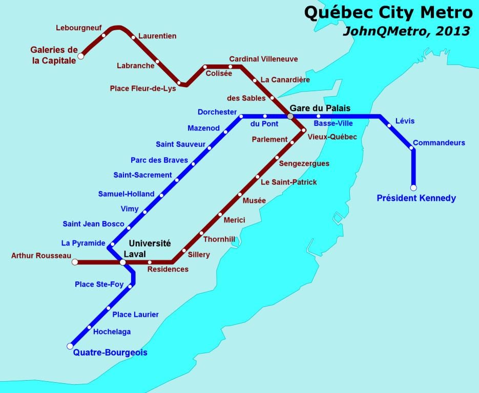 Quebec City tunnelbana karta