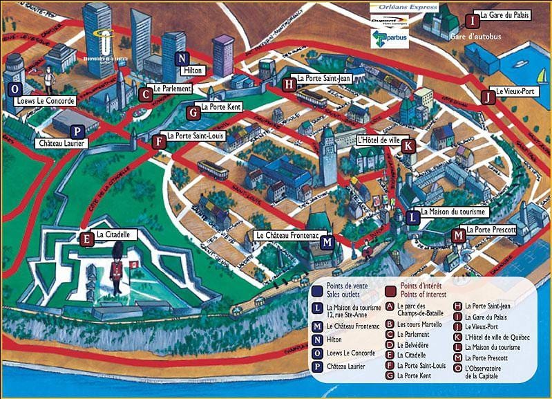 Quebec sevärdheter karta