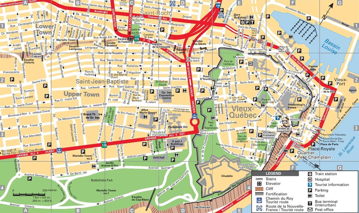 Quebec City sevärdheter karta
