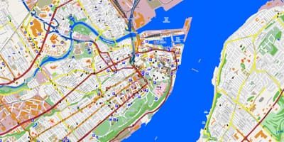 Karta över Quebec City och dess omgivningar
